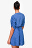 Faithfull The Brand Blue/White Floral Printed Wrap Dress Size L