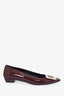 Roger Vivier Burgundy Patent Trompette Metal Buckle Pumps Size 39