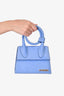 Jacquemus Blue Suede Leather Le Chiquito Noeud Top Handle with Strap