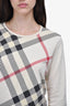Burberry London Beige Tartan Printed Top Size L