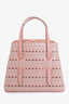 Alaïa Taupe Leather Studded Laser Cut Mini Tote Bag With Strap