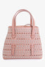 Alaïa Taupe Leather Studded Laser Cut Mini Tote Bag With Strap
