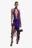Fanci Club Purple Ruffle Halter Neck Dress Size XS