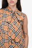 Burberry Brown Tartan Bow Detailed Midi Dress Size 6