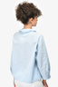 Akris Blue Pleated Collar Button-Up Shirt Size 8