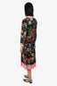 Gucci Black/Multicolour Silk Floral Print Pleated Dress Size 44