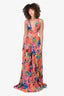 Rococo Sand Multicolour Pleated Floral Print Open Back V-Neck 'Plum' Dress Size M