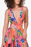 Rococo Sand Multicolour Pleated Floral Print Open Back V-Neck 'Plum' Dress Size M