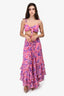 Rococo Sand Pink & Purple Floral 'Lei' Bandeau Top + Long Skirt Set Size S