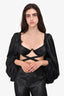 For Love & Lemons Black Puff Sleeve Bra Top Size S