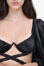 For Love & Lemons Black Puff Sleeve Bra Top Size S