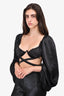 For Love & Lemons Black Puff Sleeve Bra Top Size S