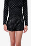 Maje Black Velvet Sequin Embellished Shorts Size 36