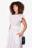 Ulla Johnson White Cotton Embroidered Poplin Midi Dress Size 2
