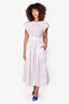 Ulla Johnson White Cotton Embroidered Poplin Midi Dress Size 2