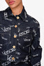 Versace Blue Logo Printed Denim Jacket Size 42