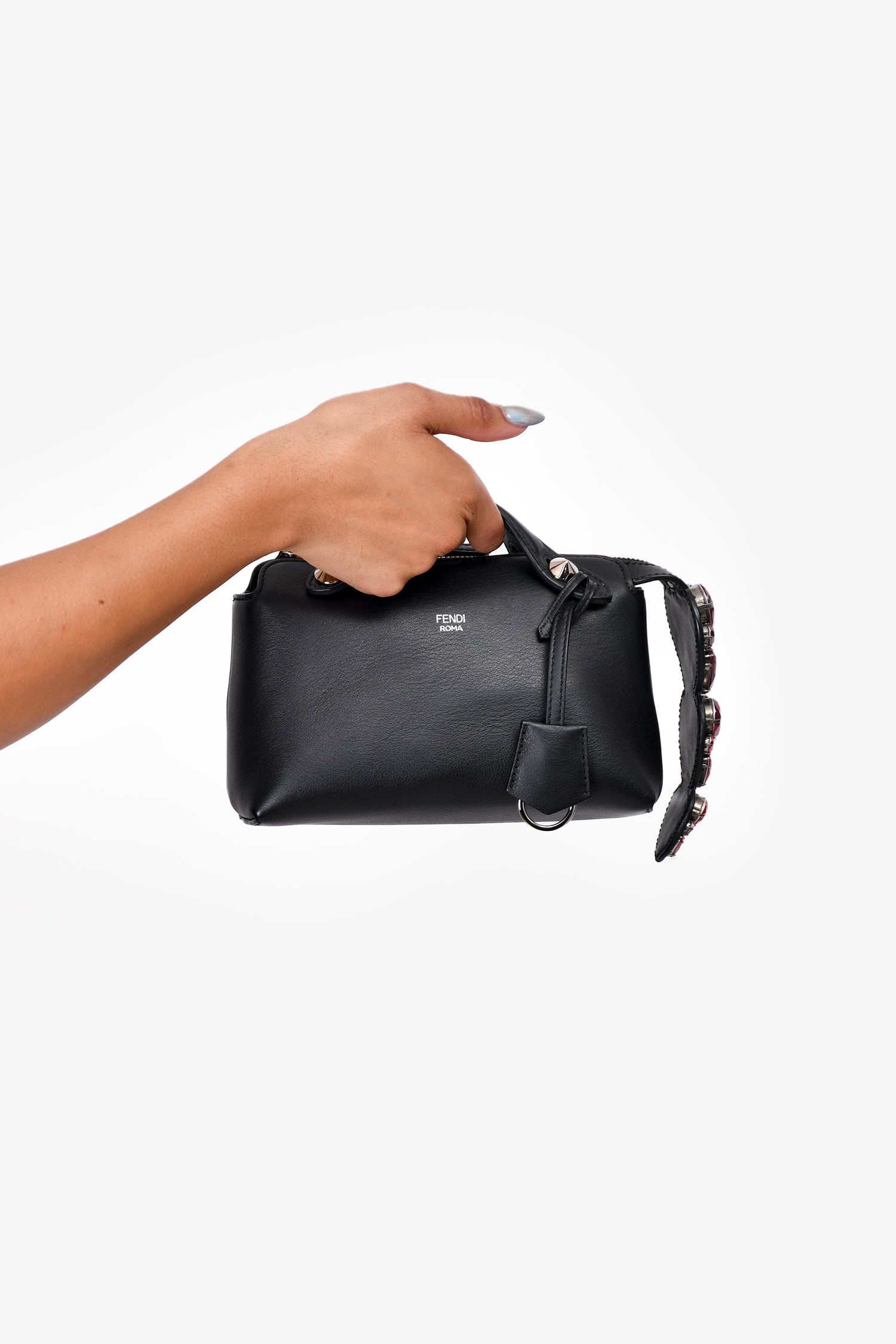 Fendi Black Leather Crystal Embellished 'By The Way' Bag with