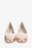 Gucci White/Rose Gold Metallic Leather GG Logo Flats Size 38