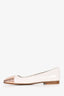 Gucci White/Rose Gold Metallic Leather GG Logo Flats Size 38