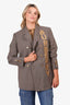 Burberry Beige Wool Logo Print Tailored Blazer Size 50