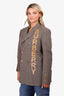 Burberry Beige Wool Logo Print Tailored Blazer Size 50