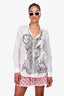 Etro White Cotton Bead Embroidery Button-Up Shirt Size 42 IT