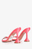 Amina Muaddi Pink Satin Crystal Lily 'Bubble' Heeled Sandals Size 41