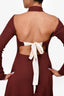 Celine Brown Open Back Knit Midi Dress Size M