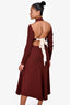 Celine Brown Open Back Knit Midi Dress Size M