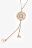 Pre-Loved Chanel™ Gold Tone CC Flower Pearl Drop Necklace