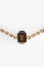 Louis Vuitton Gold Toned Crystal Set Cube Bracelet