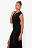 Christopher Kane Black Top Stitch Sleeveless Collared V-Neck Slit Dress Size 40