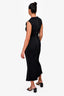 Christopher Kane Black Top Stitch Sleeveless Collared V-Neck Slit Dress Size 40