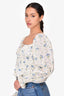 Faithfull the Brand Blue & White Floral Ruched Crop Top Size XS