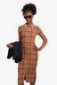 Equipment Brown Plaid Knitted Button Down Dress Size XS