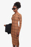 Equipment Brown Plaid Knitted Button Down Dress Size XS