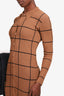 Equipment Brown Plaid Knitted Button Down Dress Size XS