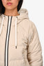 Brunello Cucinelli Cream Down Puffer Jacket with Beaded Detail Zip Size 40