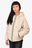Brunello Cucinelli Cream Down Puffer Jacket with Beaded Detail Zip Size 40