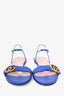 Gucci Blue Leather GG Marmont Sandals Size 36