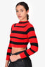 Miu Miu 2019 Red & Black Cashmere Striped Cropped Top Size 36