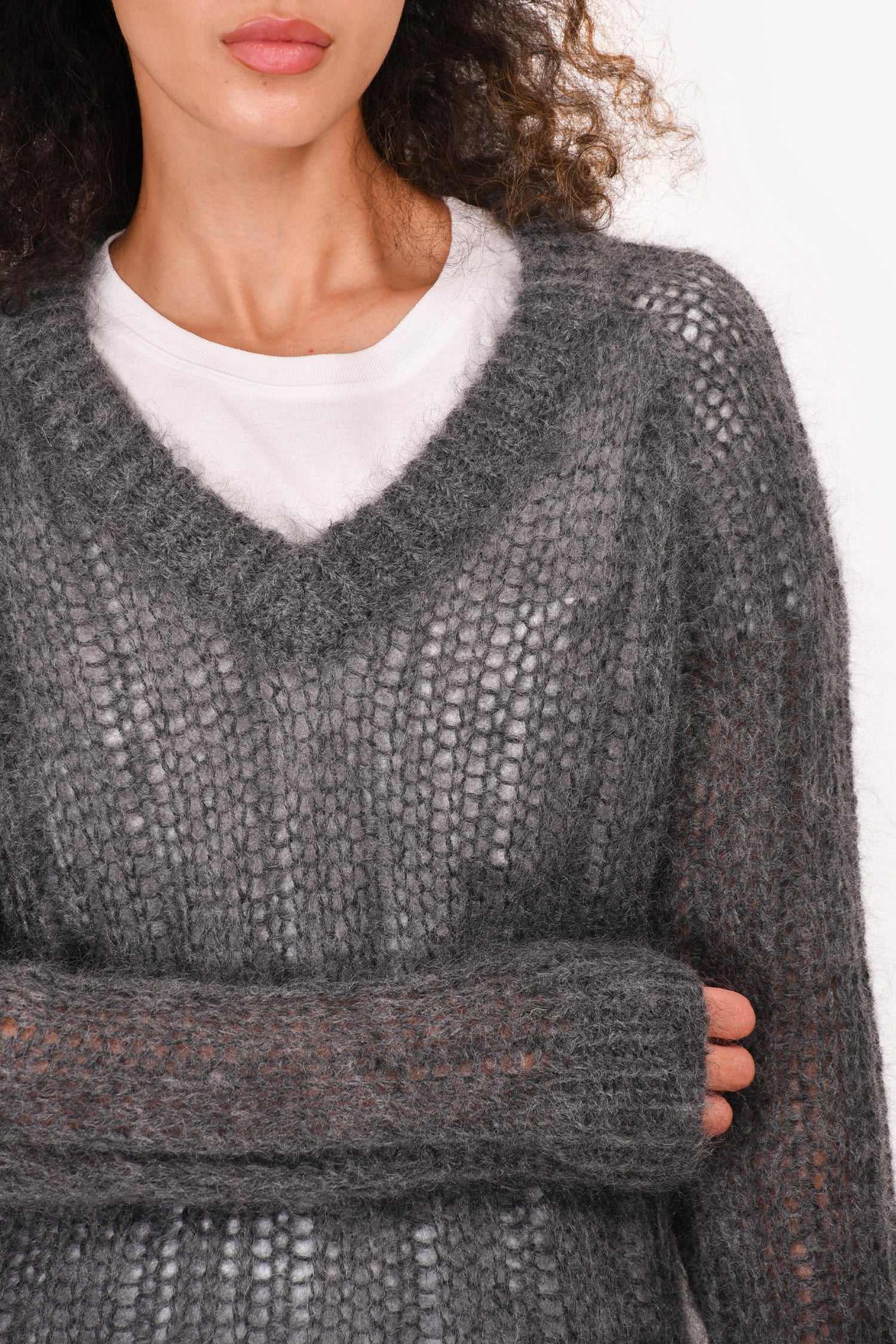 Prada 2019 Grey Mohair V-Neck Sweater Size 48 – Mine & Yours