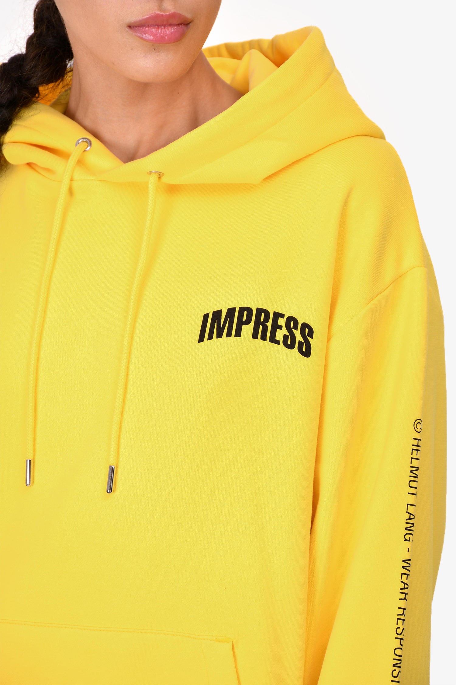 Helmut Lang Yellow Printed Hoodie Size L – Mine Yours - Technical View