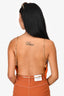 Cult Gaia Red Faux Leather/Orange Faux Fur Reversible Chain Halter Top
