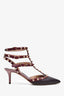Valentino Burgundy Red Leather Rockstud Cage Heels Size 37.5
