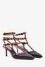 Valentino Burgundy Red Leather Rockstud Cage Heels Size 37.5