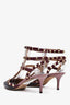 Valentino Burgundy Red Leather Rockstud Cage Heels Size 37.5