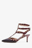 Valentino Burgundy Red Leather Rockstud Cage Heels Size 37.5