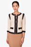 St. John Navy Blue/Cream Knit Jacket Size 4