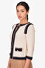 St. John Navy Blue/Cream Knit Jacket Size 4
